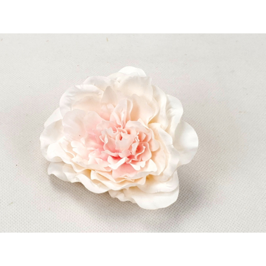 Fehér dekor virágfej rózsaszínes középpel 10 cm-es